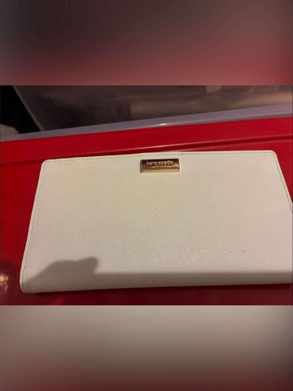 Light Blue Saffiano Long Wallet with Gold Plate - Picture 2 of 9